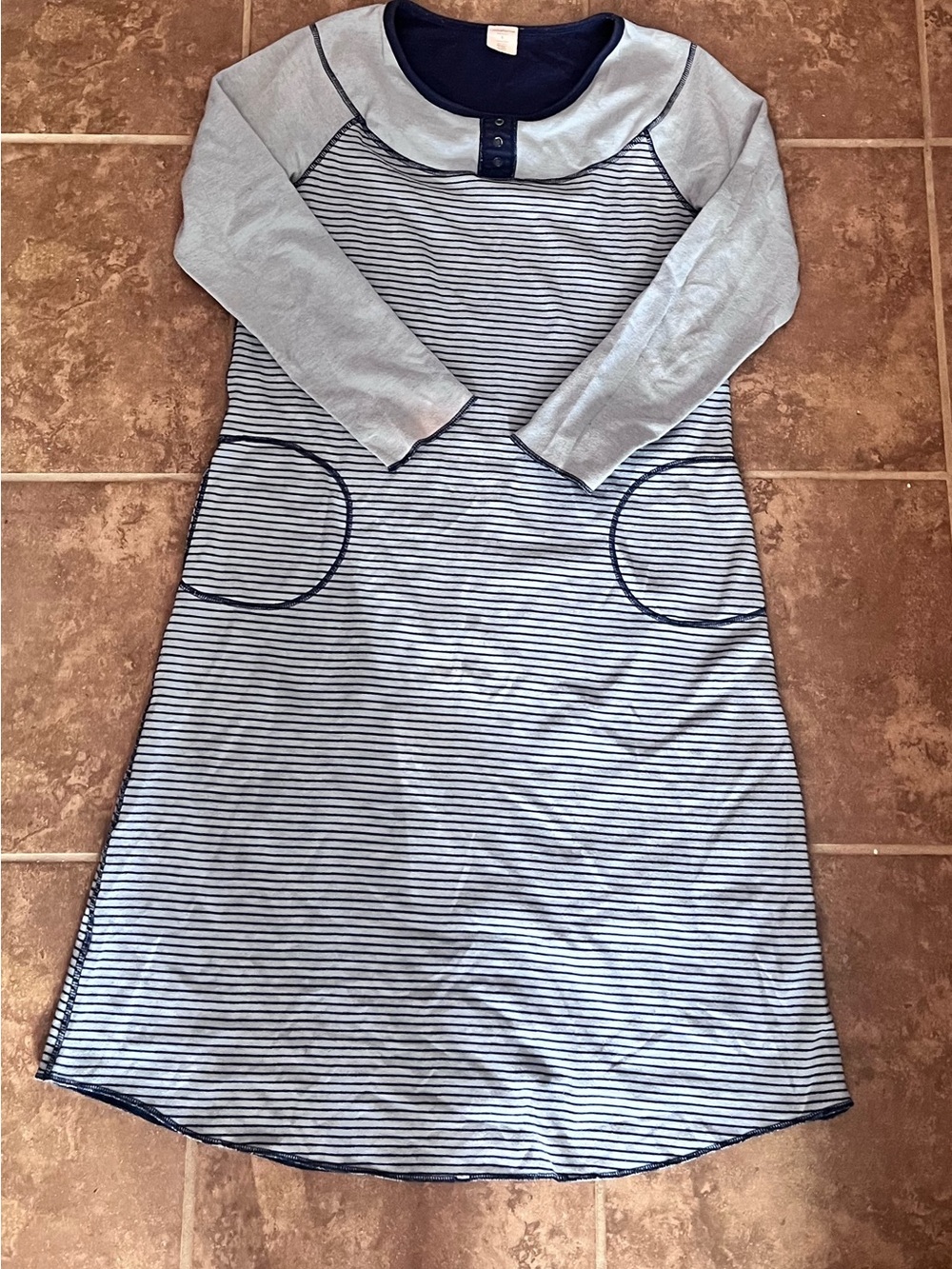 croft & barrow Navy and Light Blue Striped Pajama Dress